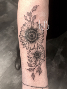 Sonnenblume-und-Aster-Tattoo